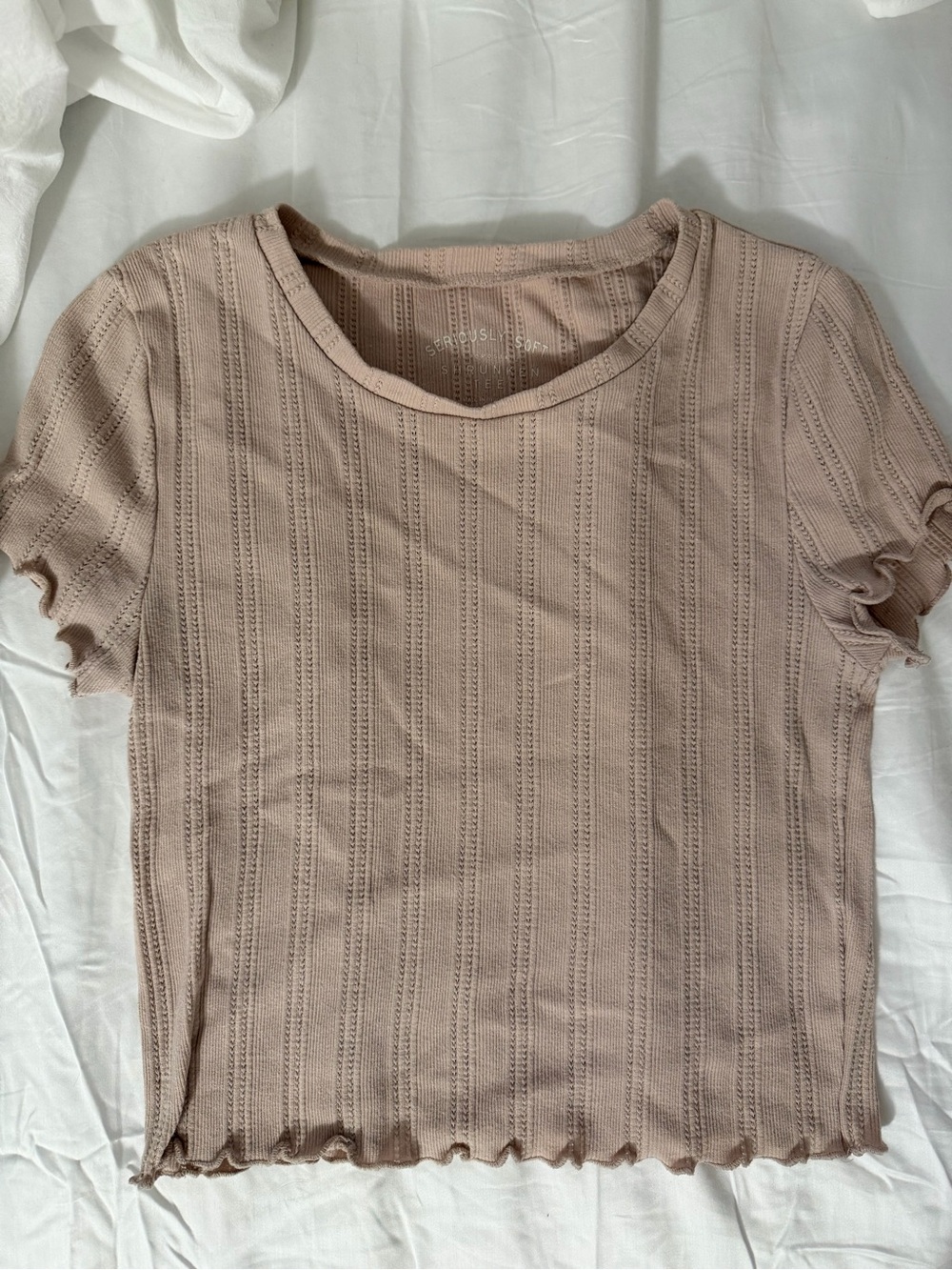 Aeropostale Taupe Ribbed Crop Tee